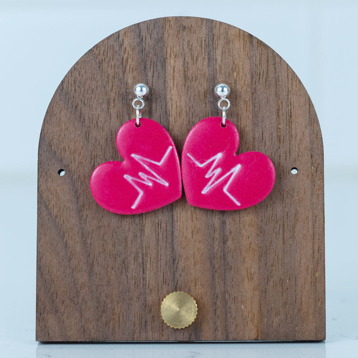 Heartbeat Dangles - handmade polymer clay earrings