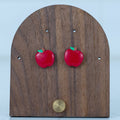 Red Apple Studs - handmade polymer clay earrings