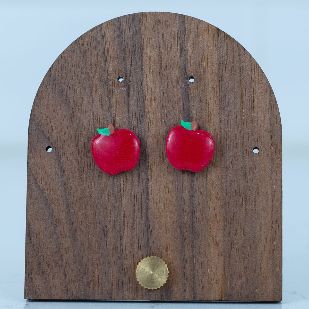 Red Apple Studs - handmade polymer clay earrings