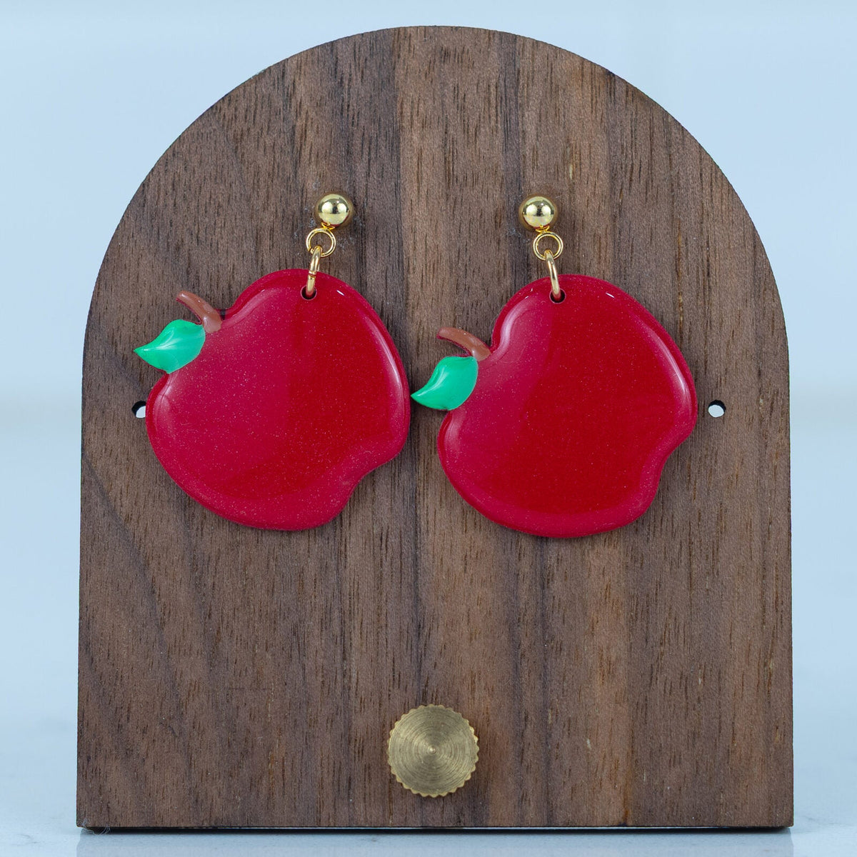 Red Apple Dangles - handmade polymer clay earrings