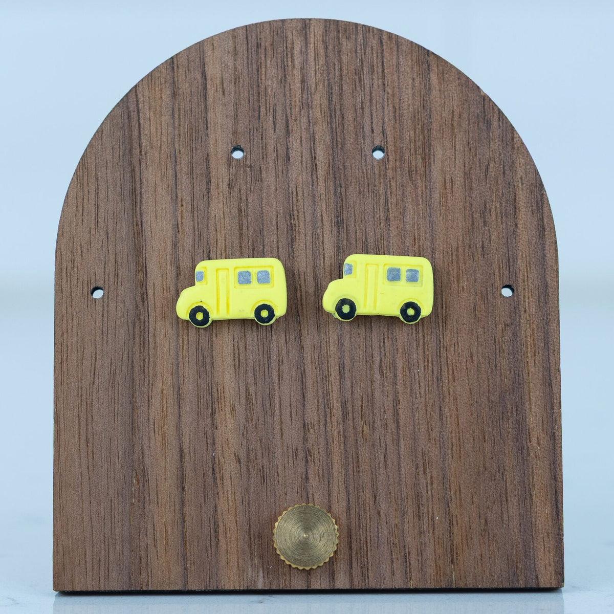 School Bus Studs - handmade polymer clay earrings