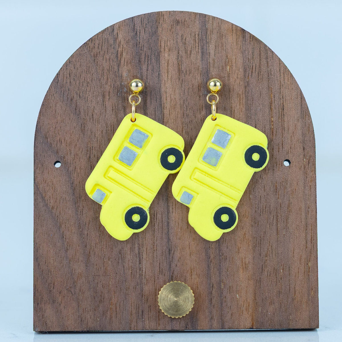 School Bus Dangles - handmade polymer clay earrings