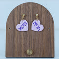 Mom Heart Dangles - handmade polymer clay earrings