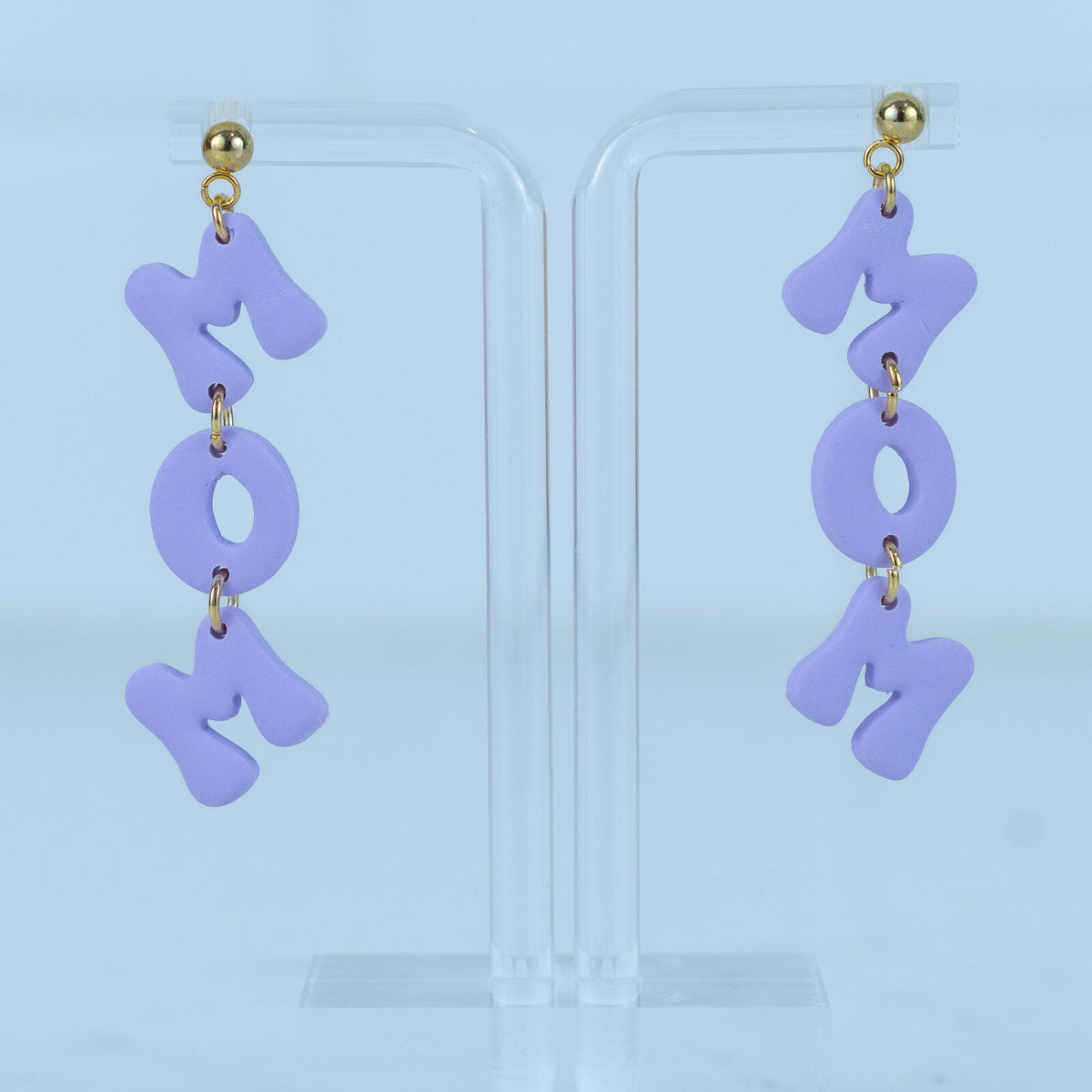 Mom Letter Statement Dangles - handmade polymer clay earrings