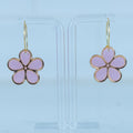 Pink Flower Gold Hoops - handmade polymer clay earrings