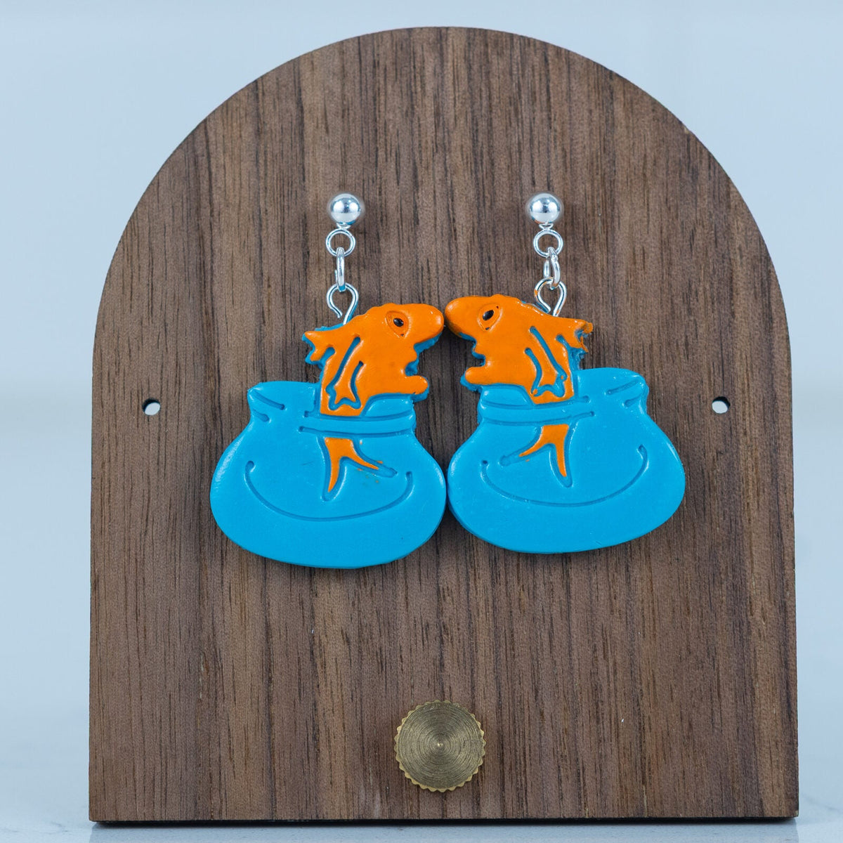 Goldfish Bowl Dangles - handmade polymer clay earrings
