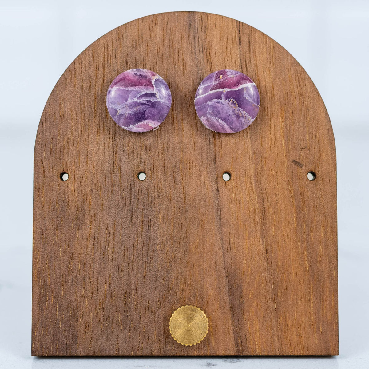 Purple Marble Circle Studs