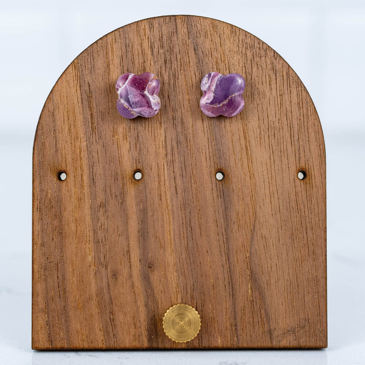 Purple Marble Clover Studs