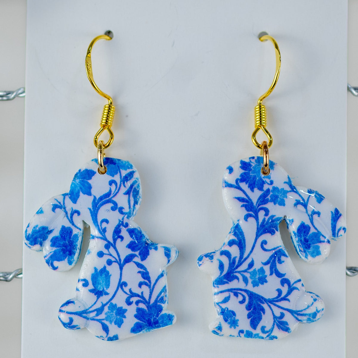 Blue Floral Bunny Dangles