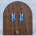 Blue Floral Bunny Studs