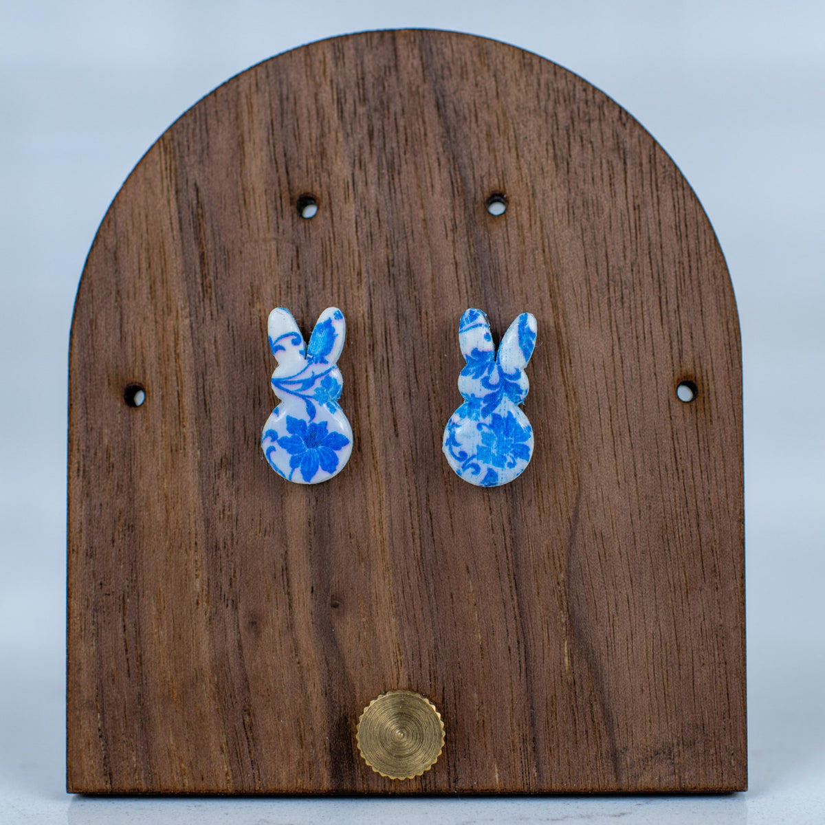 Blue Floral Bunny Studs