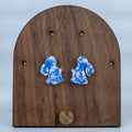 Blue Floral Dog Studs