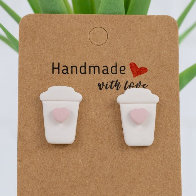 Coffee Cup Heart Studs