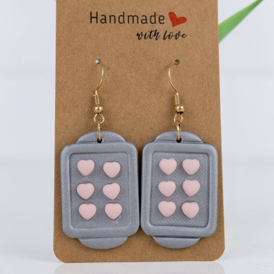 Heart Cookie Cutter Dangles - Pink