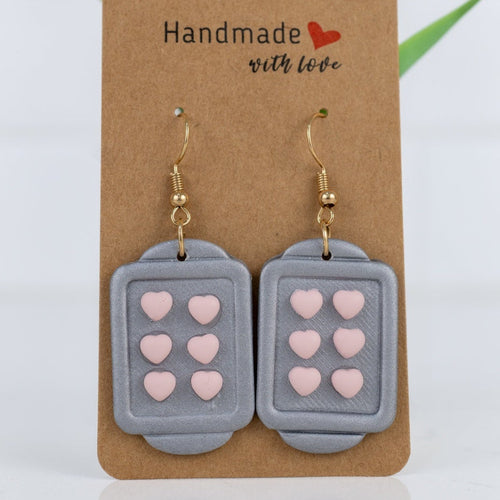 Heart Cookie Cutter Dangles - Pink