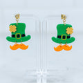 Leprechaun hat and mustache polymer clay dangle earrings for St. Patrick’s Day