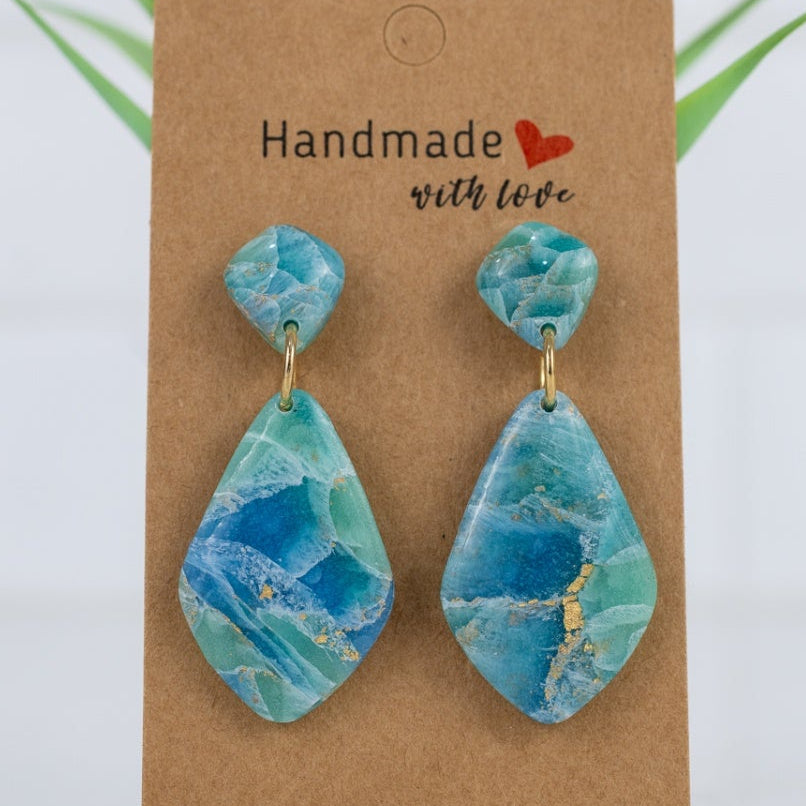 Ocean Marble Diamond Dangles