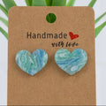 Ocean Marble Heart Studs