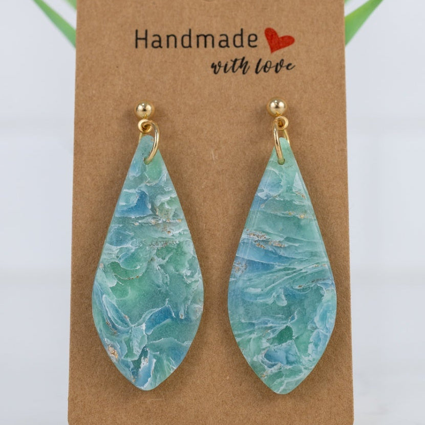 Ocean Marble Leaf Dangles