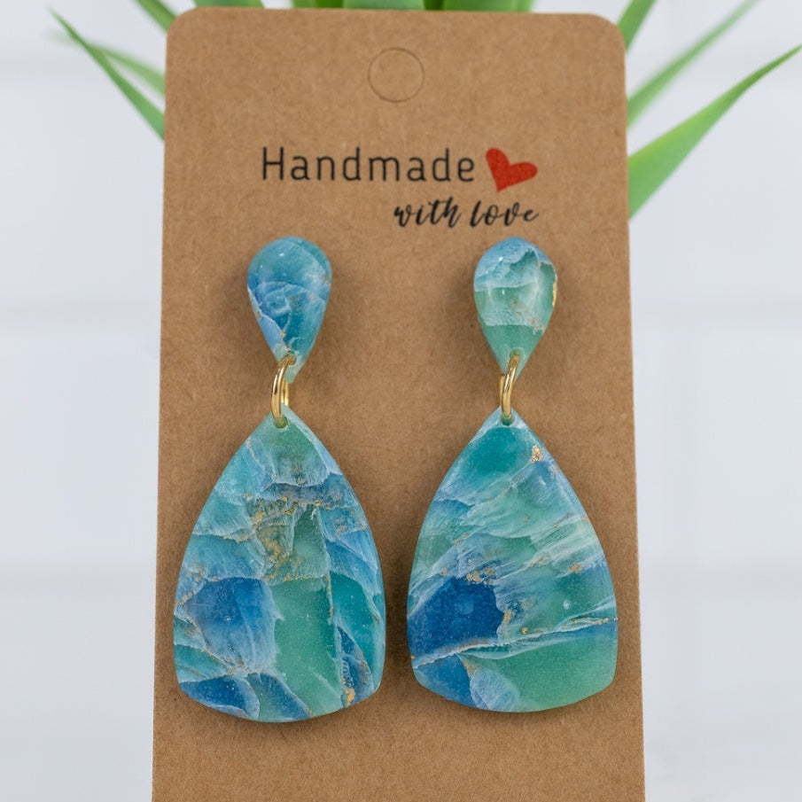 Ocean Marble Teardrop Dangles