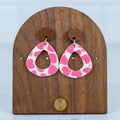 Pink Cow Print Teardrop Dangles