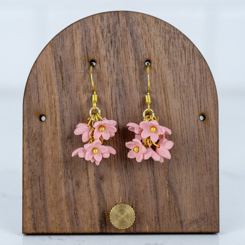 Pink Flower Cluster Dangles