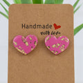 Pink Gold Heart Studs