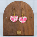 Pink Heart Print Heart Dangles
