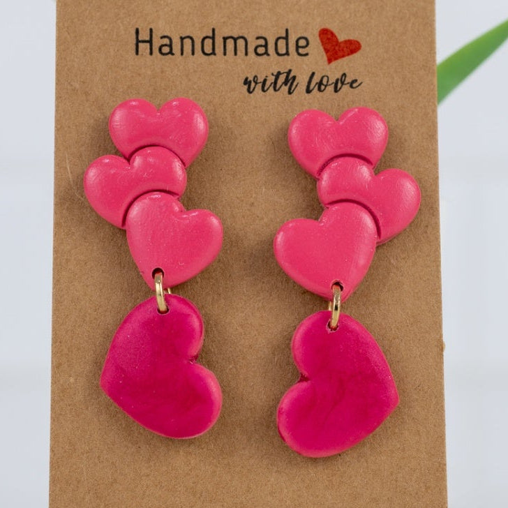 Pink Ombre Triple Heart Dangles