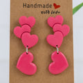 Pink Triple Heart Dangles