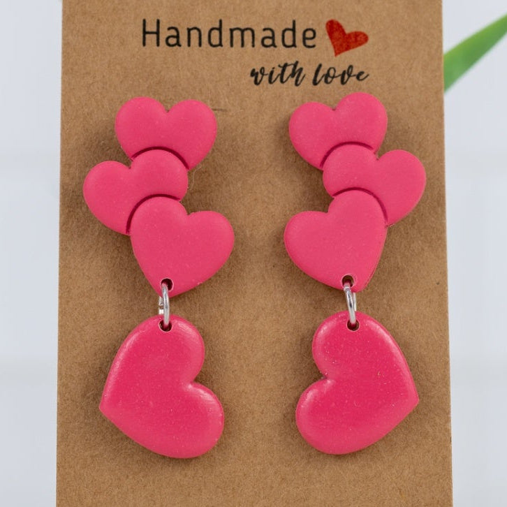 Pink Triple Heart Dangles