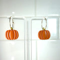 Pumpkin Hoops - handmade polymer clay earrings