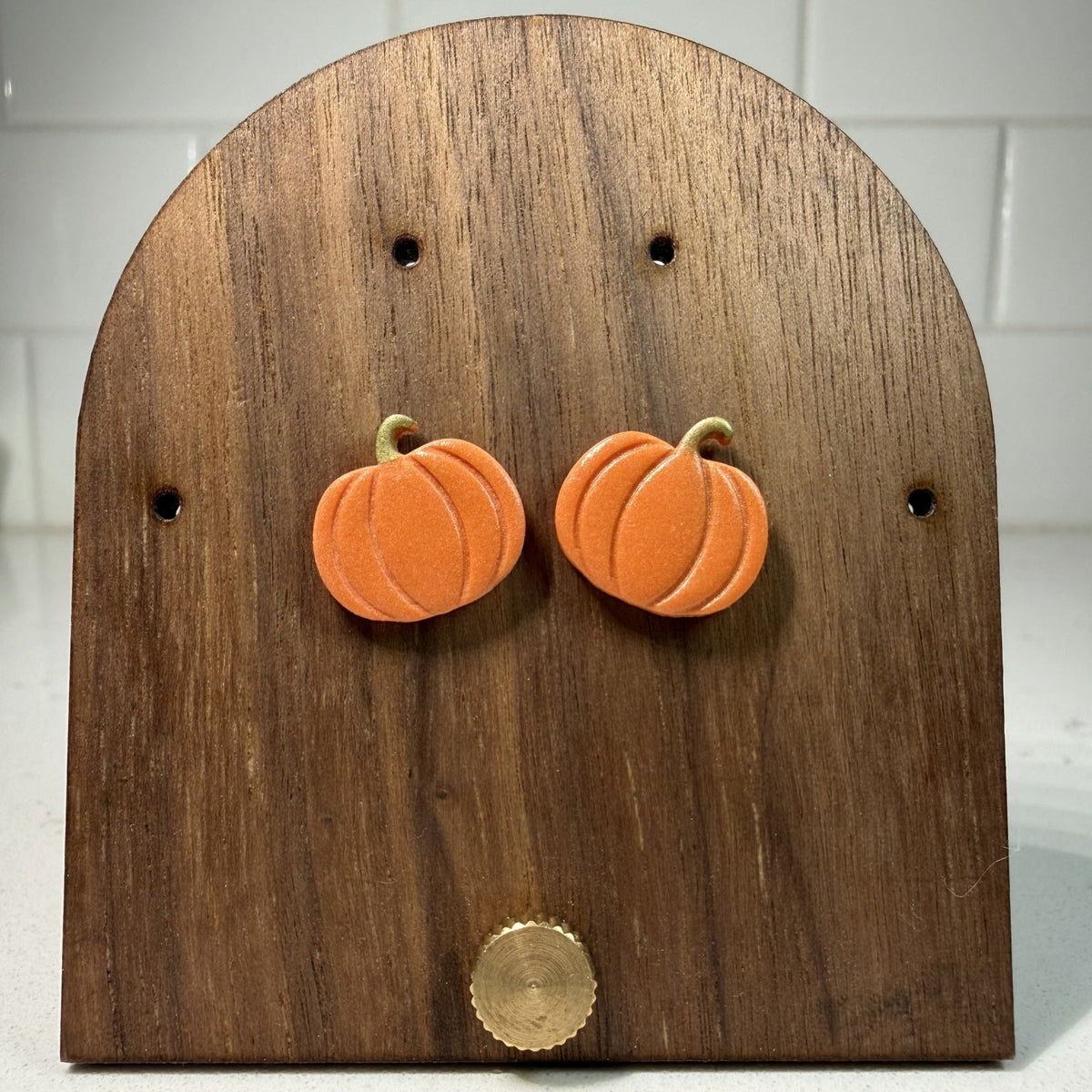 Pumpkin Studs - handmade polymer clay earrings