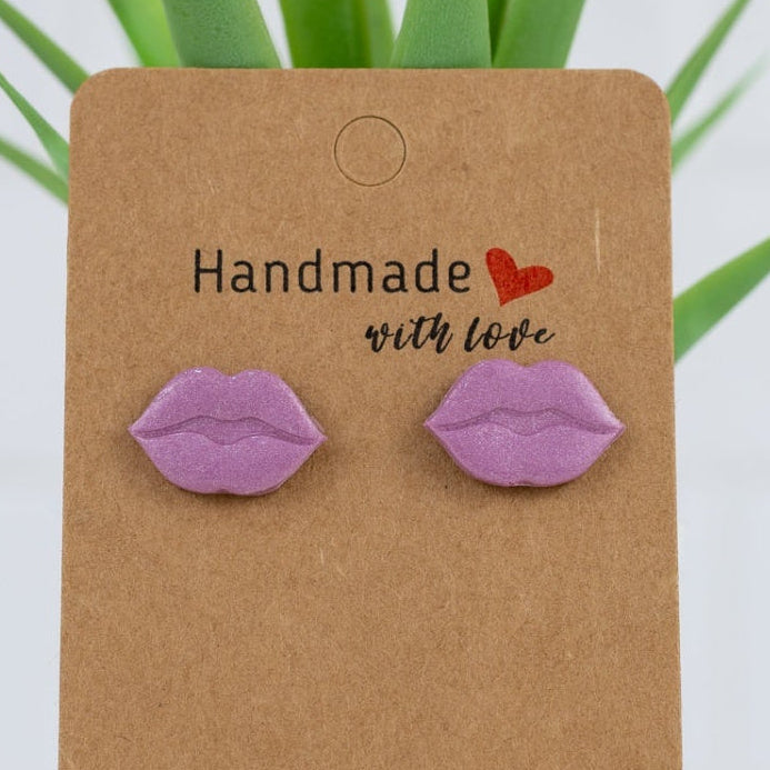 Purple Lips Studs - handmade polymer clay earrings