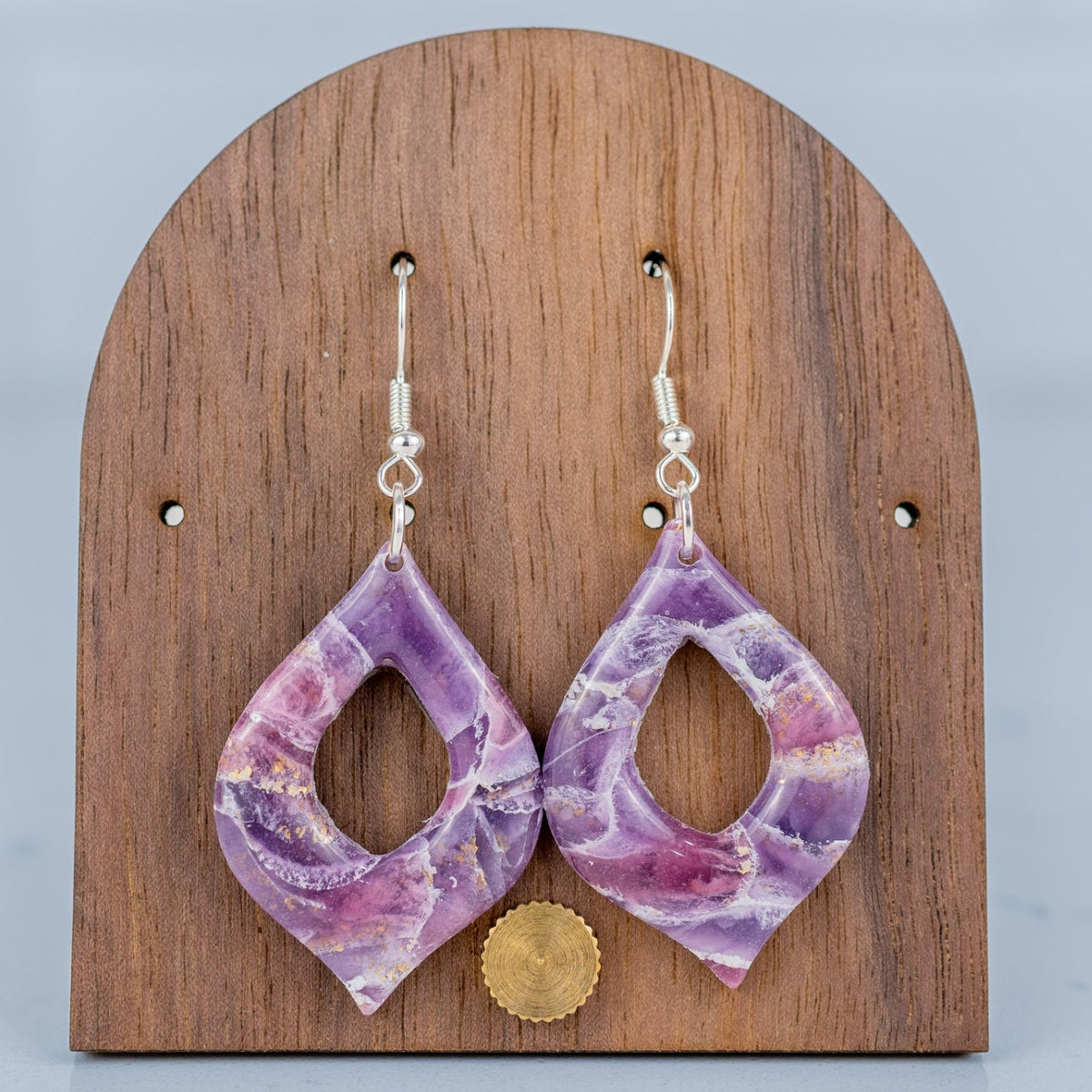 Purple Marble Teardrop Dangles