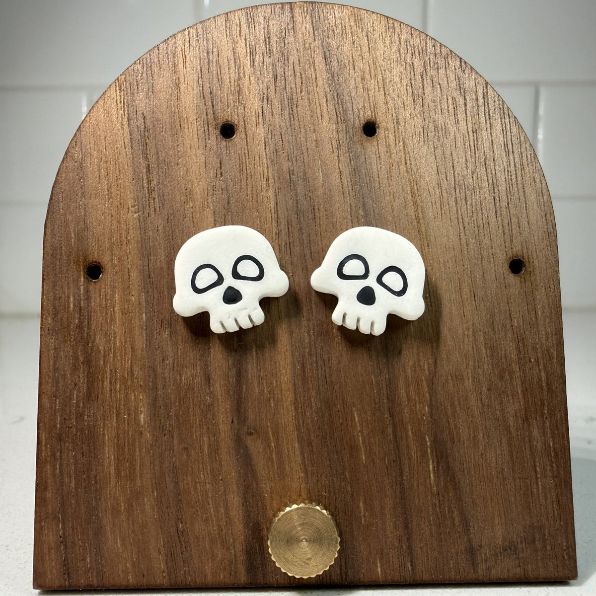Skull Studs - handmade polymer clay earrings