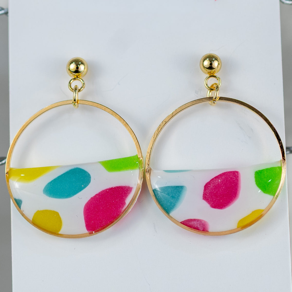 Stained Glass Circle Hoop Dangles