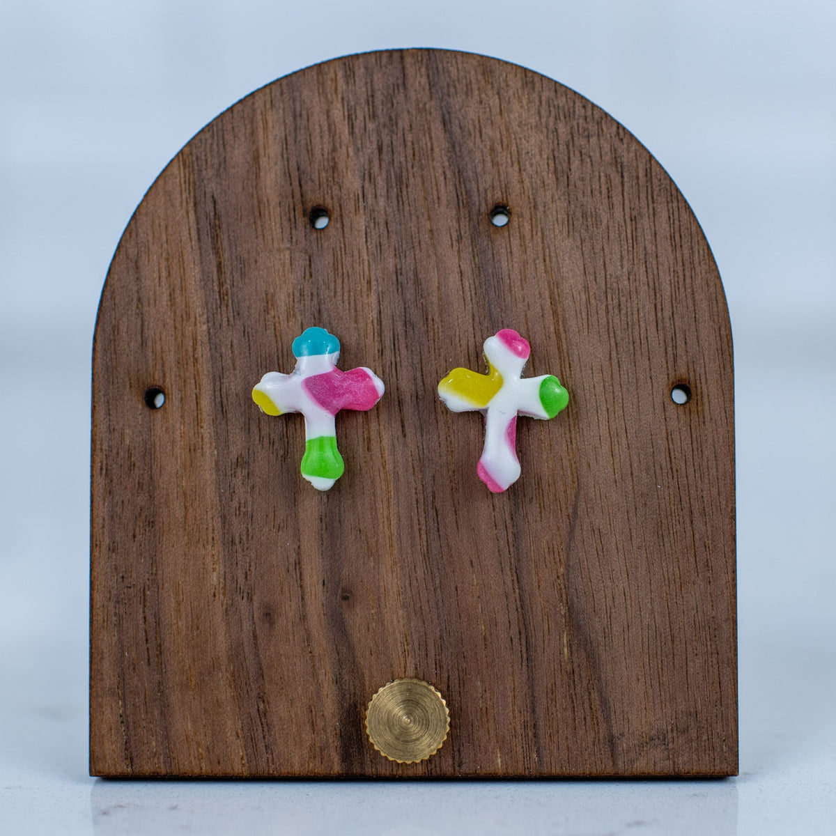 Stained Glass Cross Studs