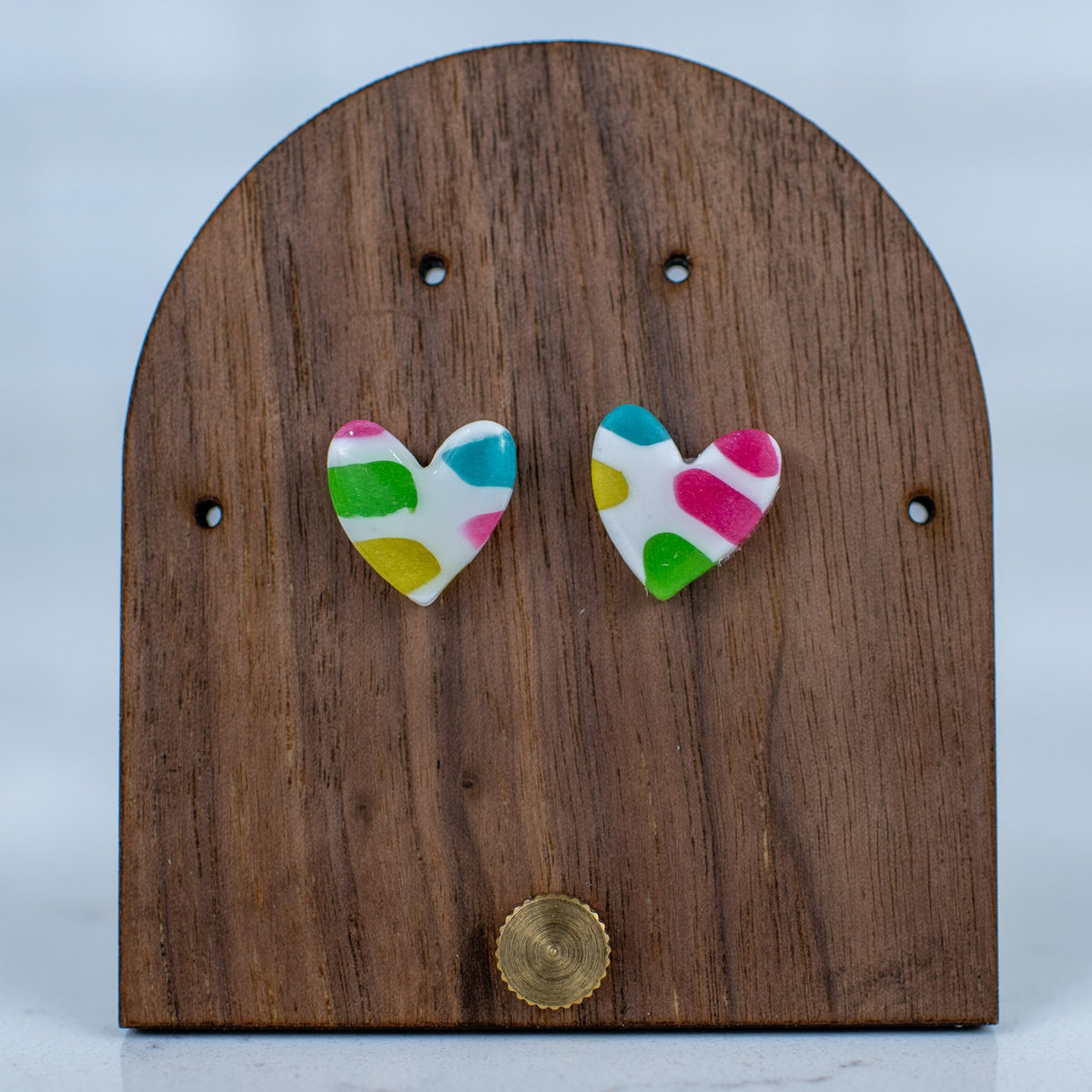 Stained Glass Heart Studs