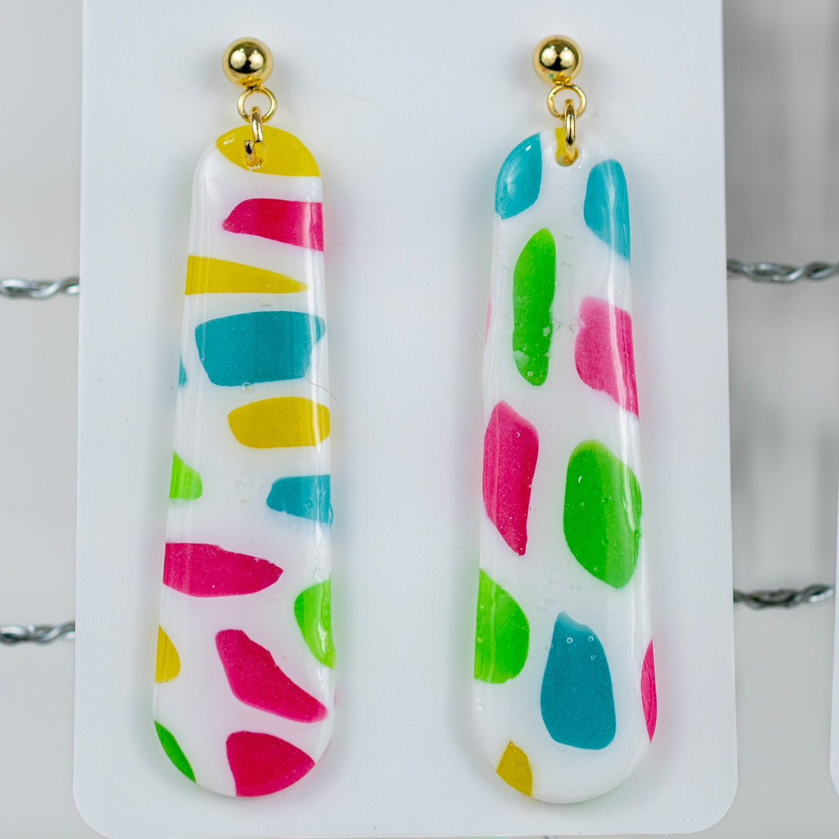 Stained Glass Long Bar Dangles