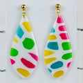 Stained Glass Long Teardrop Dangles