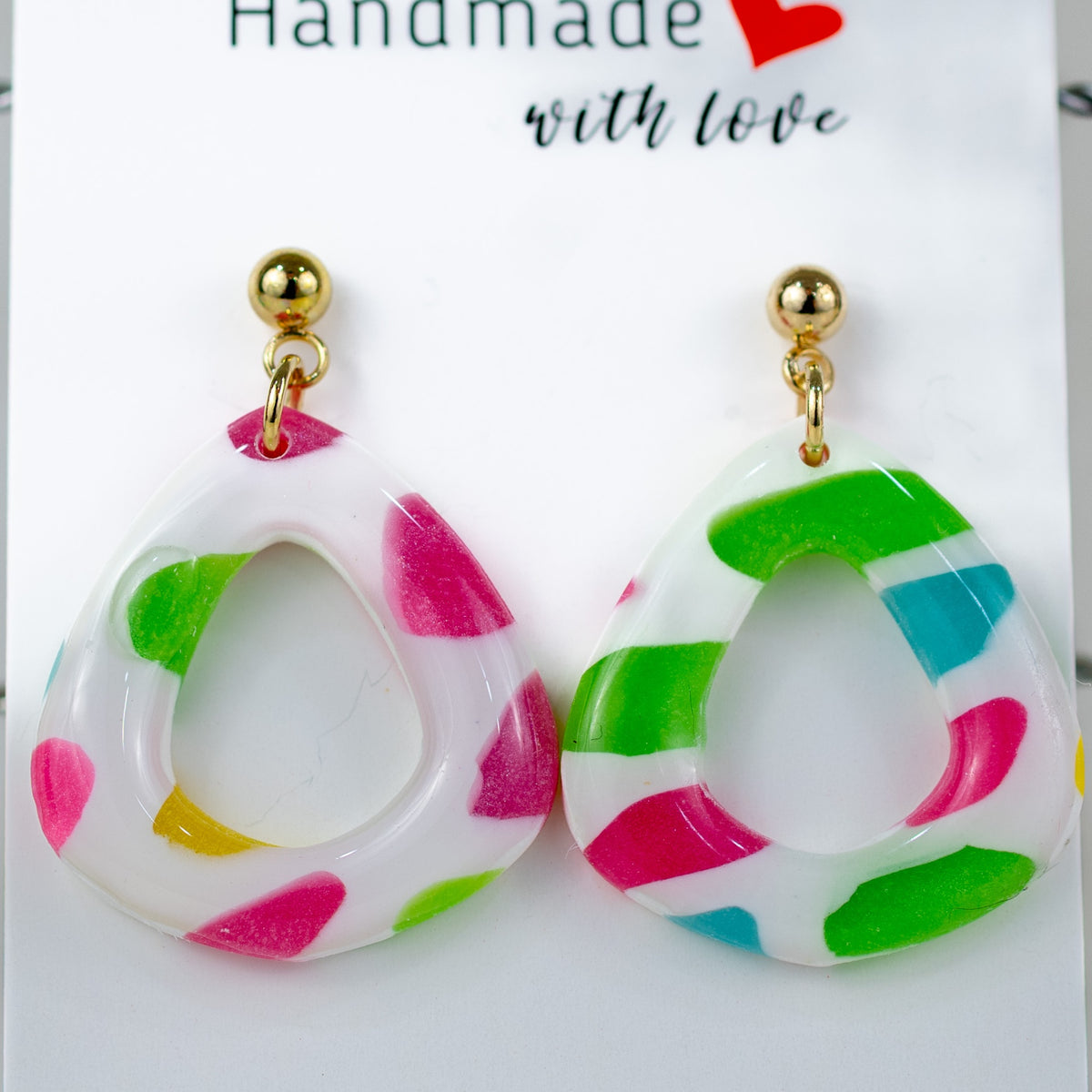 Stained Glass Teardrop Cutout Dangles
