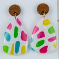 Stained Glass Wood Top Teardrop Dangles