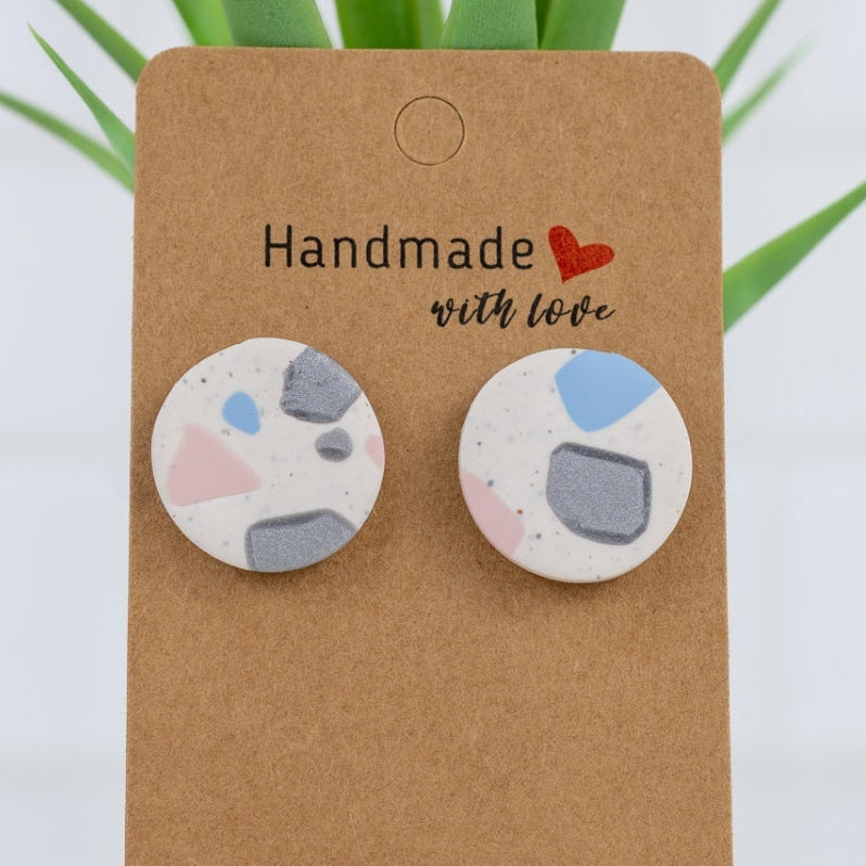 Terrazzo Circle Studs - handmade polymer clay earrings