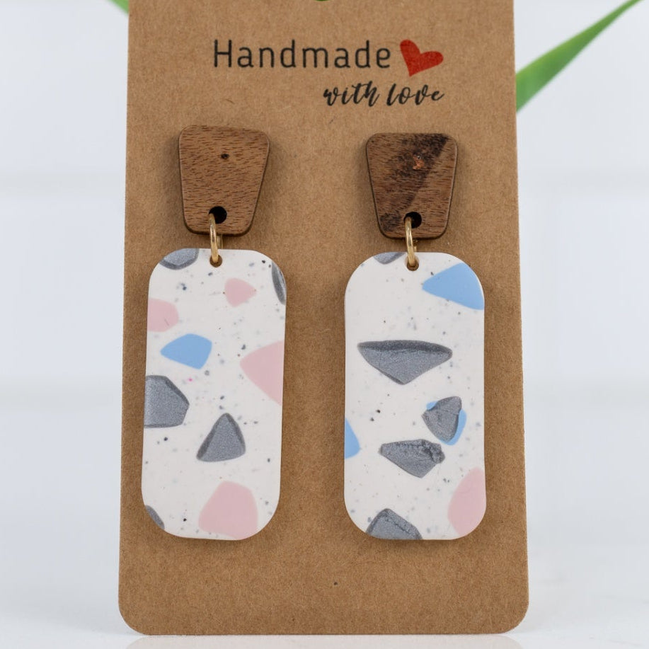 Terrazzo Wood Rectangle Dangles